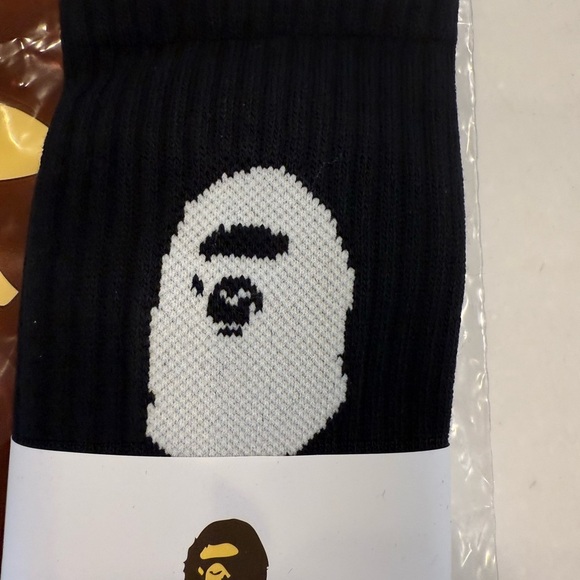 A Bathing Ape BAPE Men's APE HEAD SOCKS Black Bape Size L NWT - Picture 3 of 7